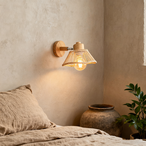 2pcs Lampe Murale Bambou Applique Murale Intérieure Rétro Luminaire Applique Vintage E27