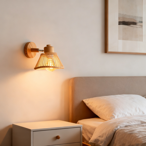 2pcs Lampe Murale Bambou Applique Murale Intérieure Rétro Luminaire Applique Vintage E27