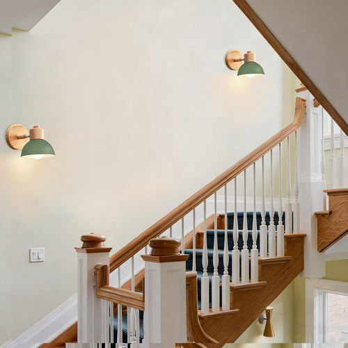 Applique Murale Rétro 15cm Moderne Applique Murale En Bois Et Métal, Angle Réglable, (vert)