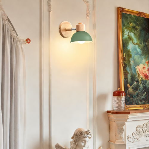 Applique Murale Rétro 15cm Moderne Applique Murale En Bois Et Métal, Angle Réglable, (vert)