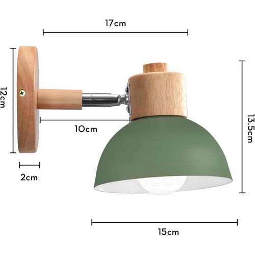 Applique Murale Rétro 15cm Moderne Applique Murale En Bois Et Métal, Angle Réglable, (vert)