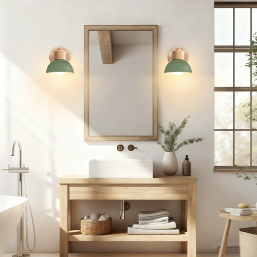 (2x) Applique Murale Rétro 15cm Moderne Applique Murale En Bois Et Métal, Angle Réglable, (vert)