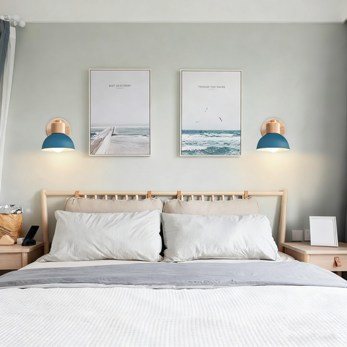 Applique Murale Rétro 15cm Moderne Applique Murale En Bois Et Métal, Angle Réglable, (bleu)