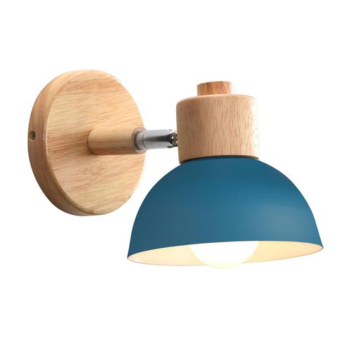 Applique Murale Rétro 15cm Moderne Applique Murale En Bois Et Métal, Angle Réglable, (bleu)