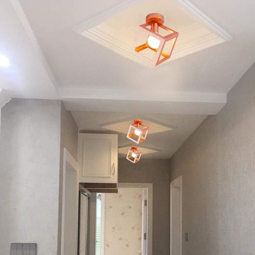 (2x)lampe De Plafond En Forme De Cube Luminaire Plafonnier Moderne Plafonnier Rétro Vintage Or Rose