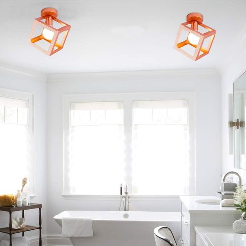 (2x)lampe De Plafond En Forme De Cube Luminaire Plafonnier Moderne Plafonnier Rétro Vintage Or Rose