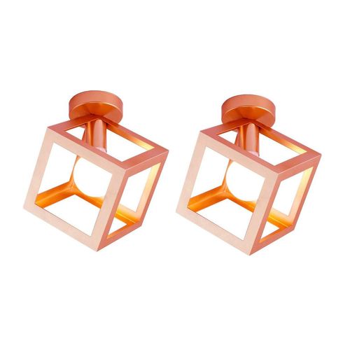 (2x)lampe De Plafond En Forme De Cube Luminaire Plafonnier Moderne Plafonnier Rétro Vintage Or Rose