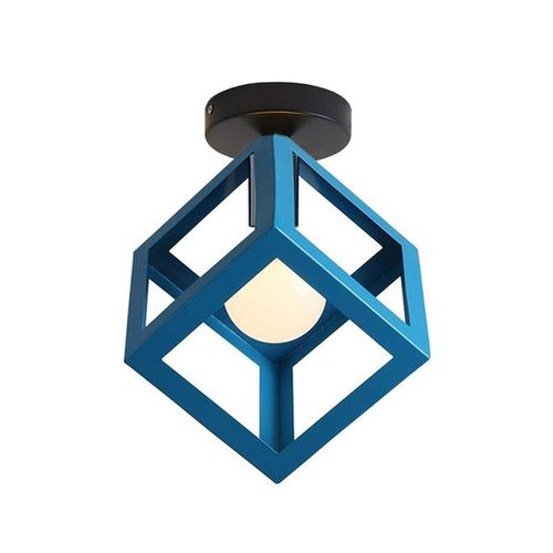 Lampe De Plafond En Forme De Cube Luminaire Plafonnier Moderne Plafonnier Rétro Vintage Bleu