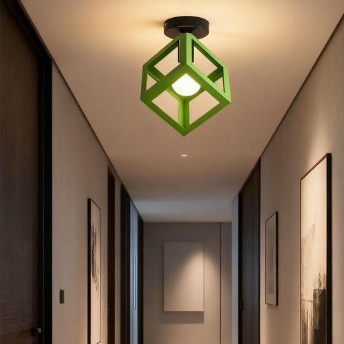 (2x)lampe De Plafond En Forme De Cube Luminaire Plafonnier Moderne Plafonnier Rétro Vintage Vert
