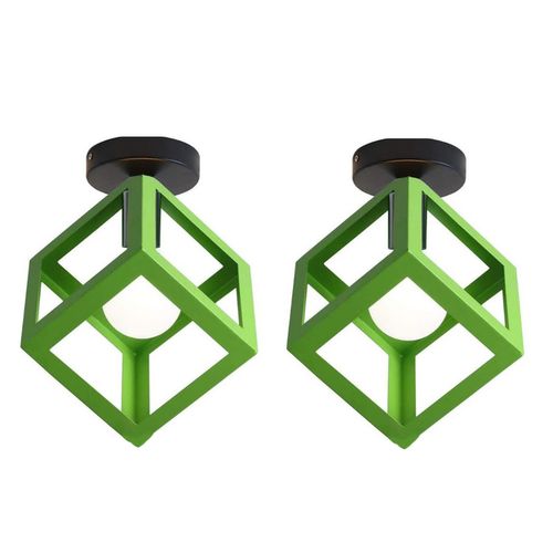 (2x)lampe De Plafond En Forme De Cube Luminaire Plafonnier Moderne Plafonnier Rétro Vintage Vert