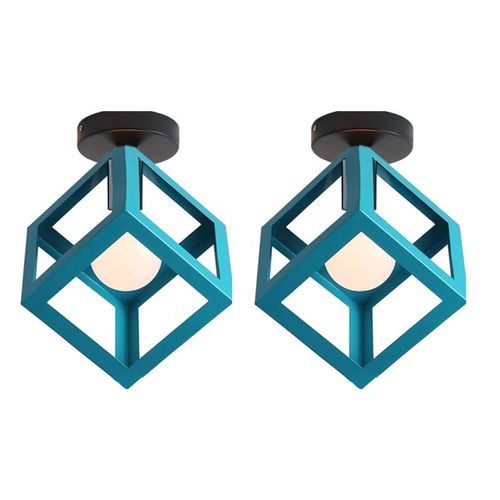 (2x)lampe De Plafond En Forme De Cube Luminaire Plafonnier Moderne Plafonnier Vintage Rétro Bleu