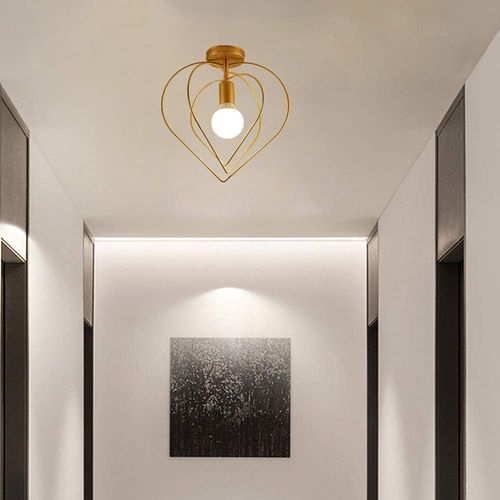 2x Plafonnier D'intérieur Lustre Créatif En Forme De Cœur Plafonnier Moderne Abat-jour Rotatif Or