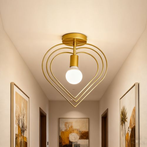 2x Plafonnier D'intérieur Lustre Créatif En Forme De Cœur Plafonnier Moderne Abat-jour Rotatif Or