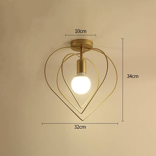 2x Plafonnier D'intérieur Lustre Créatif En Forme De Cœur Plafonnier Moderne Abat-jour Rotatif Or