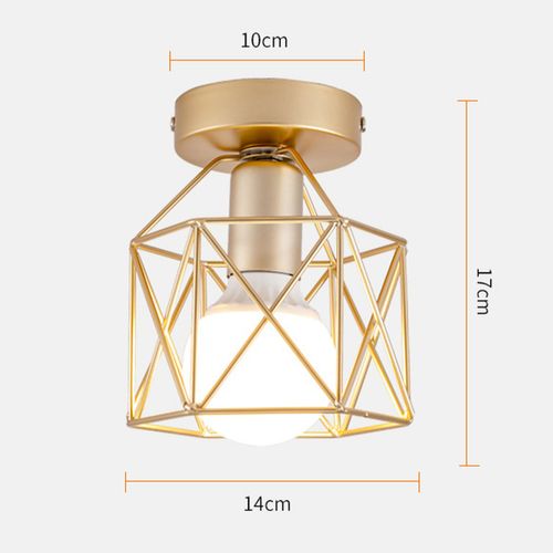 Plafonnier Vintage Lustre Rétro Abat-jour En Métal Lampe De Plafond Industrielle Or