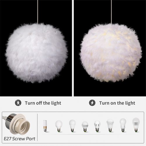 30cm Lampe à Suspension Nordique Suspension Luminaire En Plumes Lustre D'intérieur Moderne