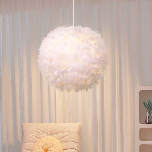 30cm Lampe à Suspension Nordique Suspension Luminaire En Plumes Lustre D'intérieur Moderne
