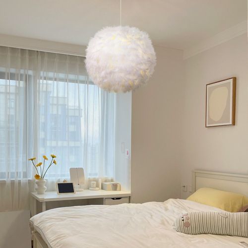 30cm Lampe à Suspension Nordique Suspension Luminaire En Plumes Lustre D'intérieur Moderne