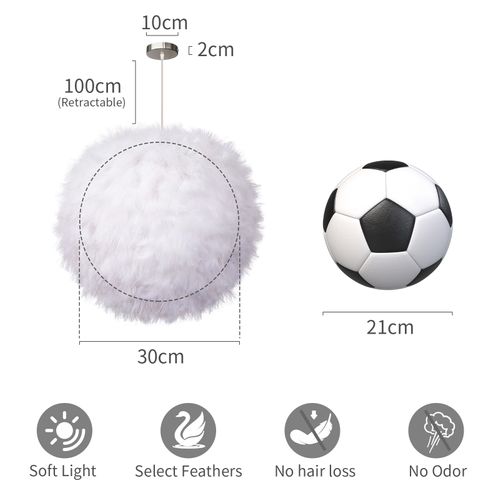 30cm Lampe à Suspension Nordique Suspension Luminaire En Plumes Lustre D'intérieur Moderne