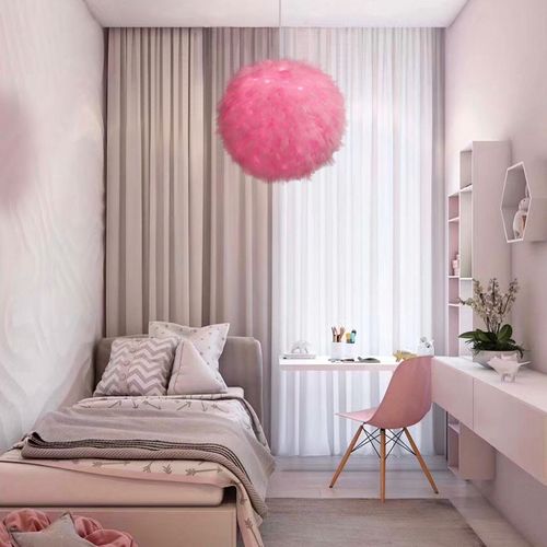 30cm Lampe à Suspension Nordique Suspension Luminaire En Plumes Lustre D'intérieur Moderne Rose