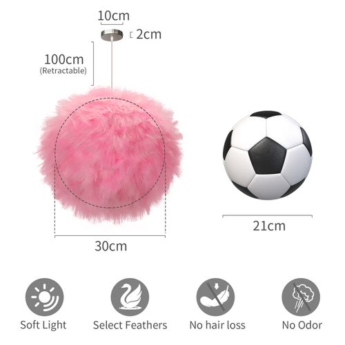 30cm Lampe à Suspension Nordique Suspension Luminaire En Plumes Lustre D'intérieur Moderne Rose