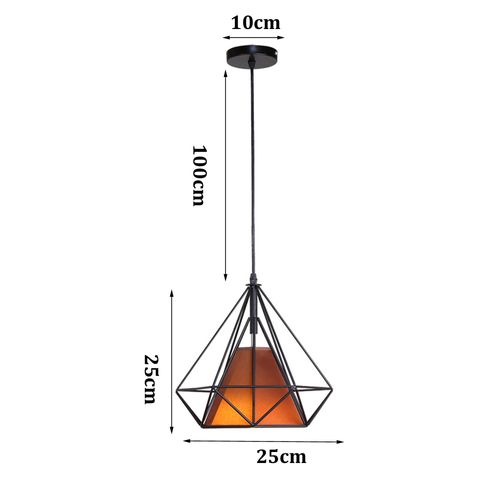 Lampe De Plafond En Fer Plafonnier Vintage En Forme De Cage De Diamant 25cm Lustre Rétro Marron