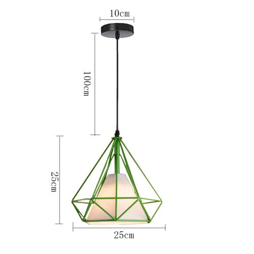 Lampe De Plafond En Fer Plafonnier Vintage En Forme De Cage De Diamant 25cm Lustre Rétro Vert