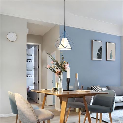 2x Lampe De Plafond En Fer Plafonnier Vintage En Forme De Cage De Diamant 25cm Lustre Rétro Bleu