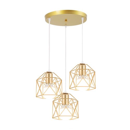 Lampe à Suspension Moderne Or 3 Lumières Suspension Luminaire En Métal Rétro Plafonnier D'intérieur
