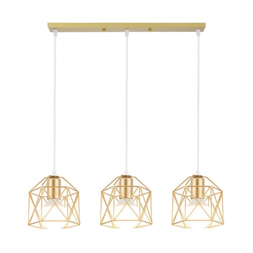 3 Lumières Suspension Luminaire En Métal Rétro Lampe à Suspension Moderne Or Plafonnier D'intérieur