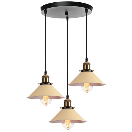 Plafonnier Rétro 3 Lumières Suspension Luminaire Industrielles 22cm Lustre Créatif Pjaune