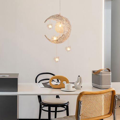 Suspension Luminaire Moderne 25cm Lampe à Suspension Lune Plafonnier Rétro Vintage Blanc Chaud