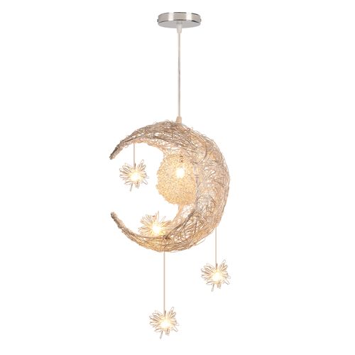 Suspension Luminaire Moderne 25cm Lampe à Suspension Lune Plafonnier Rétro Vintage Blanc Chaud