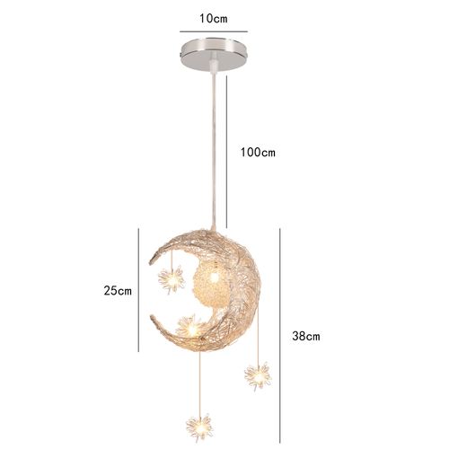 Suspension Luminaire Moderne 25cm Lampe à Suspension Lune Plafonnier Rétro Vintage Blanc Chaud