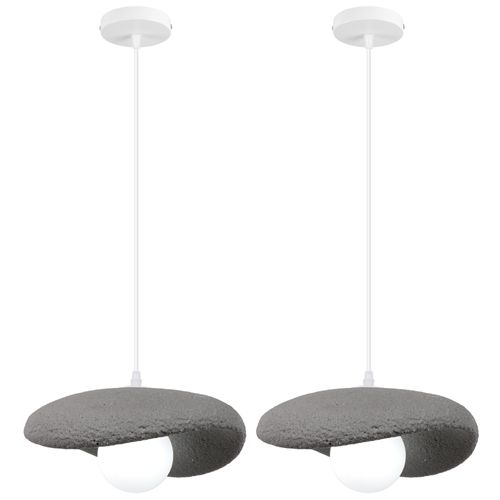2pcs 20cm Suspension Lustre Moderne Lustre Créatif D'intérieur Plafonnier Rétro E27 Gris