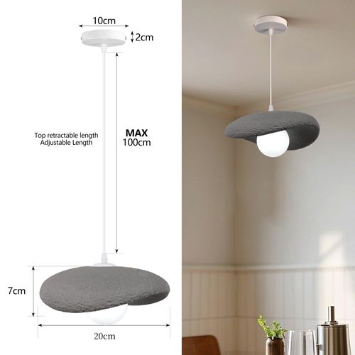 2pcs 20cm Suspension Lustre Moderne Lustre Créatif D'intérieur Plafonnier Rétro E27 Gris
