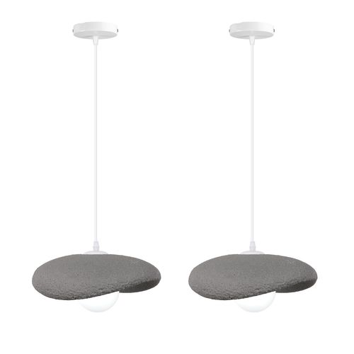 2pcs 30cm Suspension Lustre Moderne Lustre Créatif D'intérieur Plafonnier Rétro E27 Gris