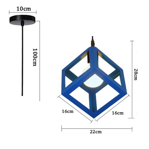 Suspension Lustre En Forme De Cube Lustre Luminaire Moderne Plafonnier Rétro Vintage Bleu Clair