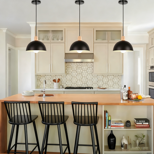 20cm Lustre En Métal Vintage Suspension Luminaire Moderne Lampe à Suspension D'intérieur Noir