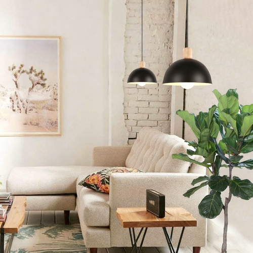 2pcs 20cm Lustre En Métal Vintage Suspension Luminaire Moderne Lampe à Suspension D'intérieur Noir