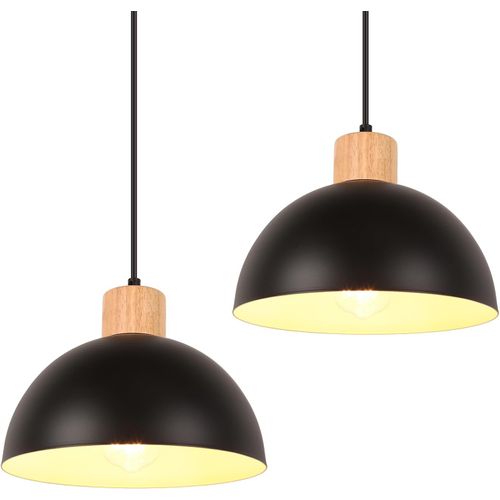 2pcs 20cm Lustre En Métal Vintage Suspension Luminaire Moderne Lampe à Suspension D'intérieur Noir