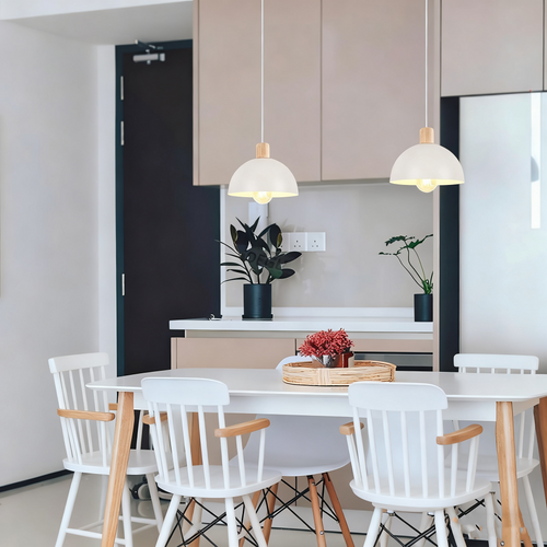 20cm Lustre En Métal Vintage Suspension Luminaire Moderne Lampe à Suspension D'intérieur Blanc