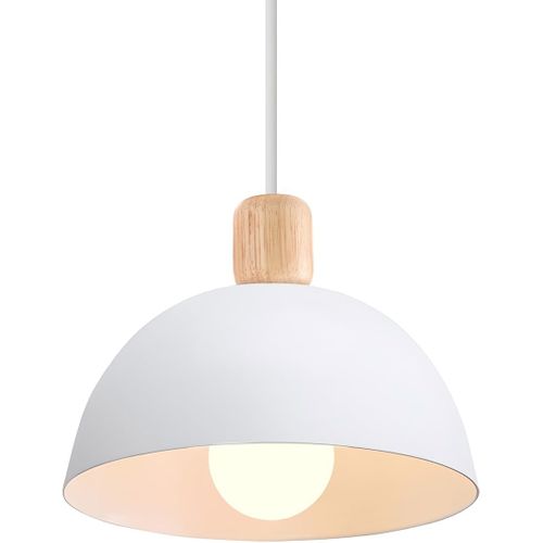 20cm Lustre En Métal Vintage Suspension Luminaire Moderne Lampe à Suspension D'intérieur Blanc