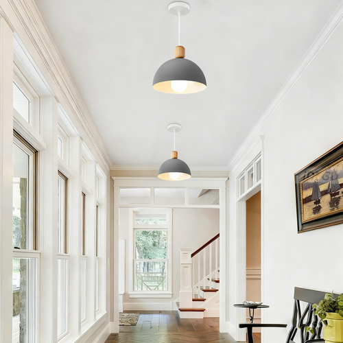 20cm Lustre En Métal Vintage Suspension Luminaire Moderne Lampe à Suspension D'intérieur Gris