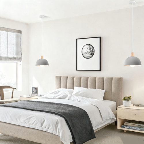 20cm Lustre En Métal Vintage Suspension Luminaire Moderne Lampe à Suspension D'intérieur Gris