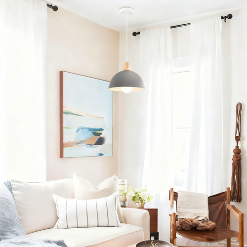 2pcs 20cm Lustre En Métal Vintage Suspension Luminaire Moderne Lampe à Suspension D'intérieur Gris