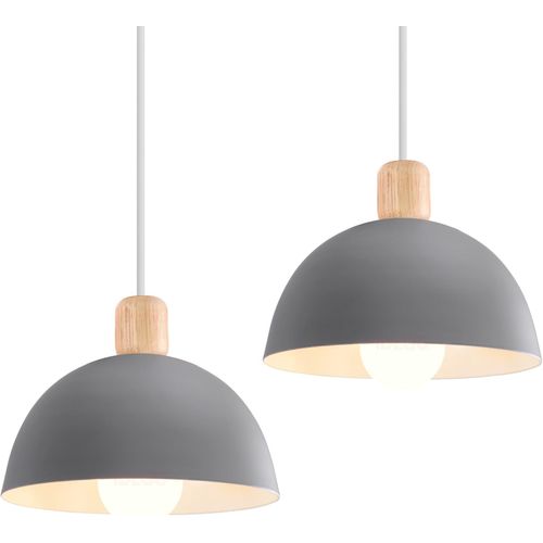 2pcs 20cm Lustre En Métal Vintage Suspension Luminaire Moderne Lampe à Suspension D'intérieur Gris