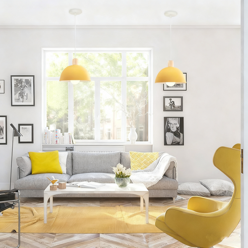 20cm Lustre En Métal Vintage Suspension Luminaire Moderne Lampe à Suspension D'intérieur Jaune