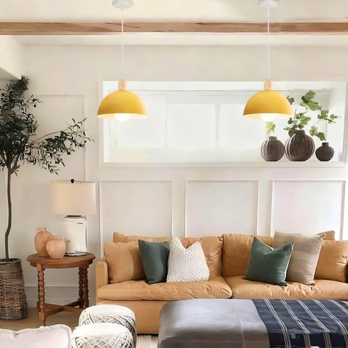 20cm Lustre En Métal Vintage Suspension Luminaire Moderne Lampe à Suspension D'intérieur Jaune