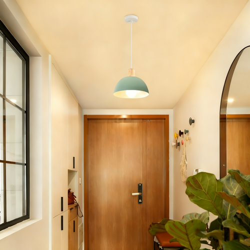 2pcs 20cm Lustre En Métal Vintage Suspension Luminaire Moderne Lampe à Suspension D'intérieur Vert